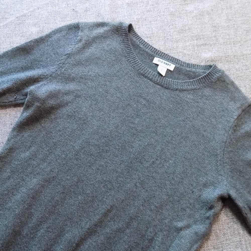 Old Navy Crew Neck Sweater‎ Women Small Gray Good Cotton Blend Knit Pullover